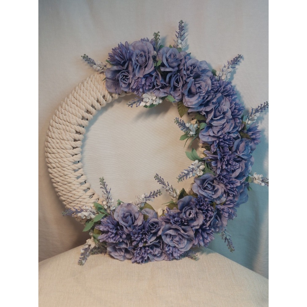 Macrame Wreath Purple Rose Lavender White Boho Wedding Minimalist Chic Decor